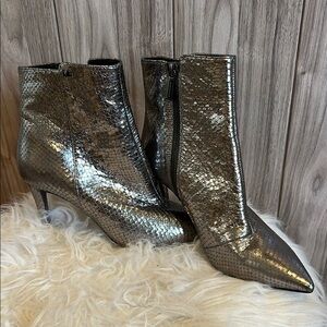 Silver Snakeskin Ankle Boots